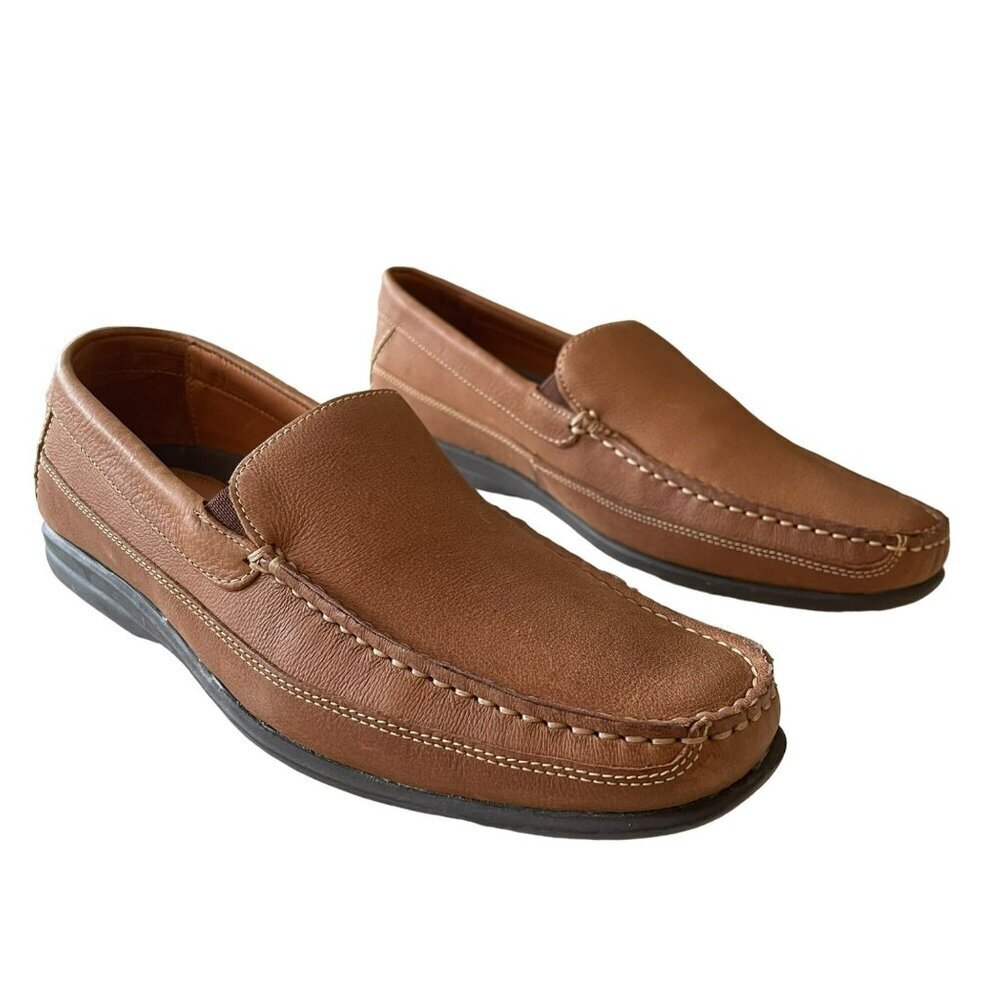 Johnston & Murphy Men's Brown Leather Venetian Loafer Slip On Sz 9.5 NEW